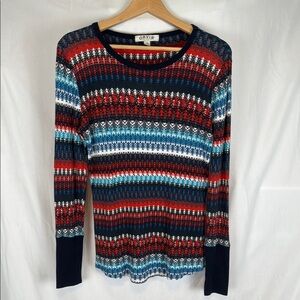 Women's Orvis Fair Isle Long Sleeve Thermal Waffle Base Layer Top Size Lg